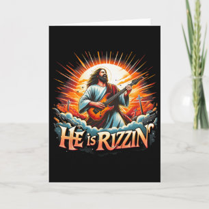 Jesus Guitarist He Is Rizzin Happy Easter Day Funn Card