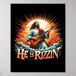 Jesus Guitarist He Is Rizzin Happy Easter Day Funn Poster