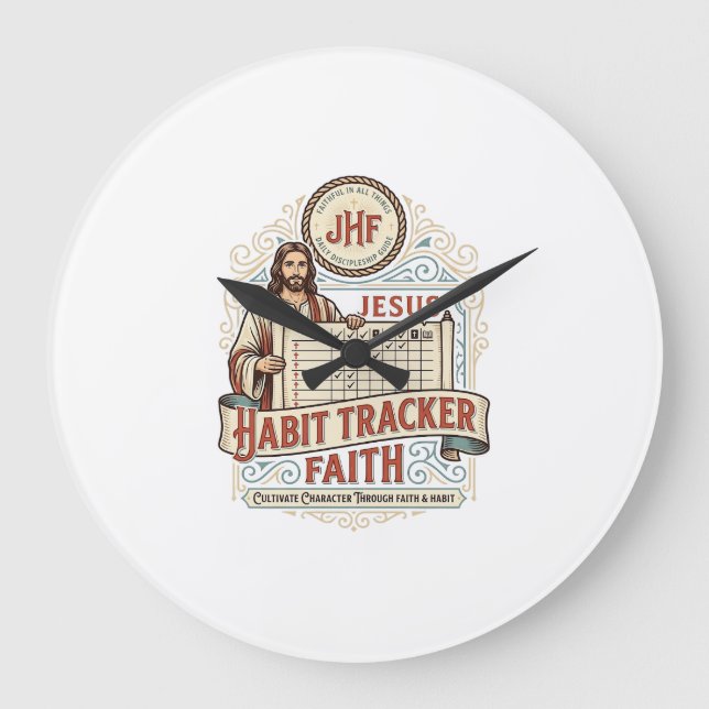 Jesus Habit Tracker Faith Jesus Habit Tracker Chri Large Clock (Front)