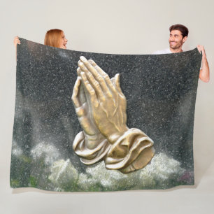 JESUS HANDS in PRAYER Fleece Blanket