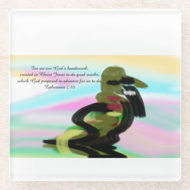 Jesus handwork glass coaster (Front)