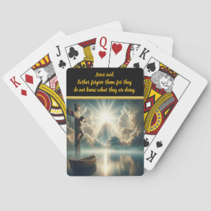Jesus Hanging Cross Above Still Waters Playing Cards