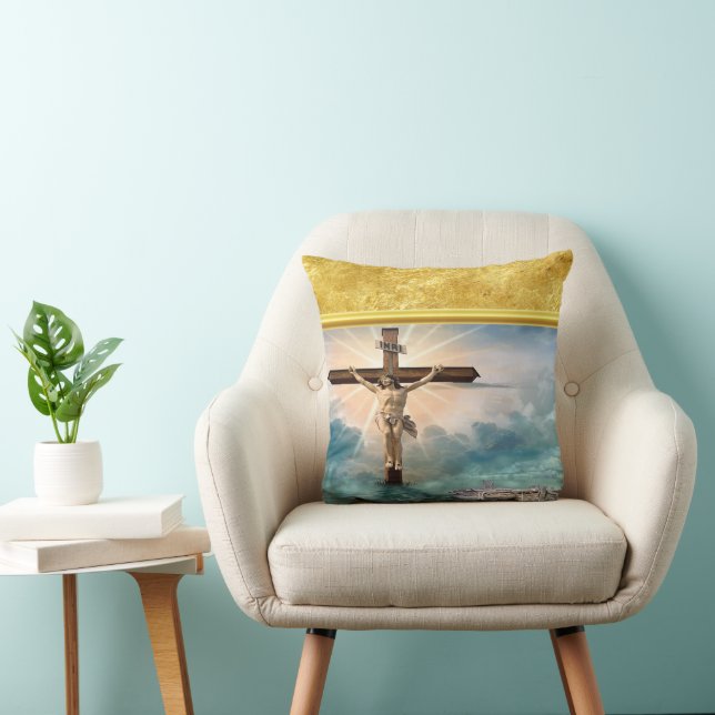 Jesus hanging from a christian crucifixion cross cushion (Chair)