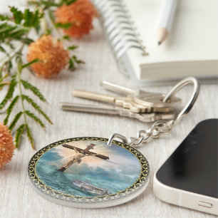Jesus hanging from a christian crucifixion cross. key ring