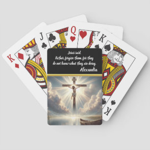 Jesus Hanging from Cross Over Waters Playing Cards