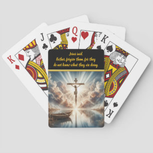 Jesus Hanging Over Still Reflective Waters Playing Cards