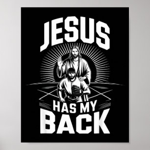 Jesus Has My Back Baseball Faith Motivation Tee Ch Poster