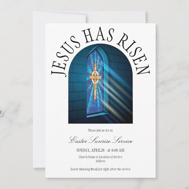 Jesus Has Risen Church Easter Sunrise Service Invitation (Front)