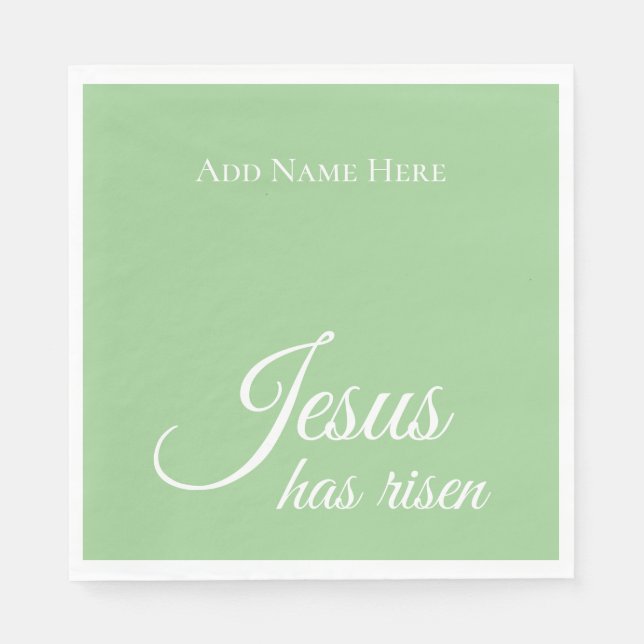 Jesus Has Risen Custom Green Christian Easter  Napkin (Front)