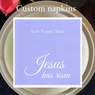 Jesus Has Risen Custom Purple Christian Easter Napkin