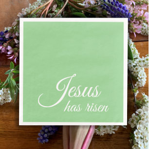 Jesus Has Risen Elegant Green Christian Easter Napkin