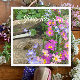 Jesus Has Risen    Flower Garden Christian Easter  Napkin