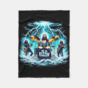 Jesus Has Rizzen He Is Rizzin' Vintage Christian B Fleece Blanket