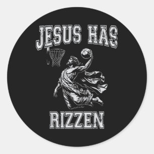 Jesus Has Rizzen Vintage 90s Funny Jesus Playing B Classic Round Sticker