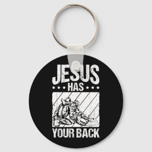 Jesus HAS YOUR BACK Brazilian Jiu-Jitsu Jesus Key Ring