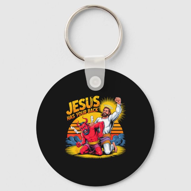 Jesus Has Your Back Christian Faith  Key Ring (Front)