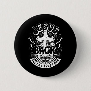 Jesus Has Your Back Groovy Retro Christian Men Wom 6 Cm Round Badge