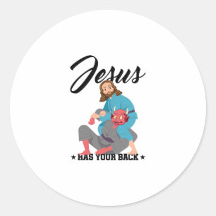 Jesus Has Your Back Jiu-Jitsu BJJ Funny MMA Classic Round Sticker