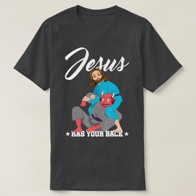Jesus Has Your Back Jiu Jitsu Bjj Mma Long T-Shirt (Design Front)
