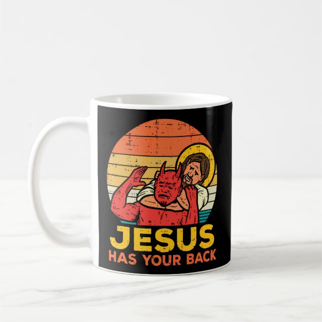 Jesus Has Your Back Jiu Jitsu Christian Coffee Mug (Left)