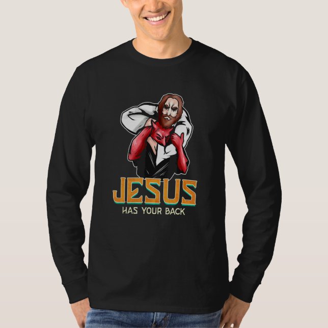 Jesus Has Your Back  Jiujitsu T-Shirt (Front)