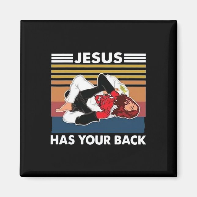 Jesus Has Your Ck Karate  Magnet (Front)