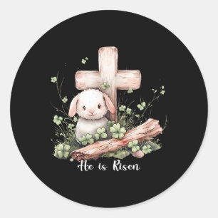 Jesus He Is Risen Cross Lamb Thorn Crown Easter  Classic Round Sticker
