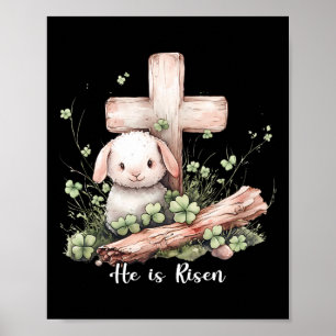 Jesus He Is Risen Cross Lamb Thorn Crown Easter  Poster
