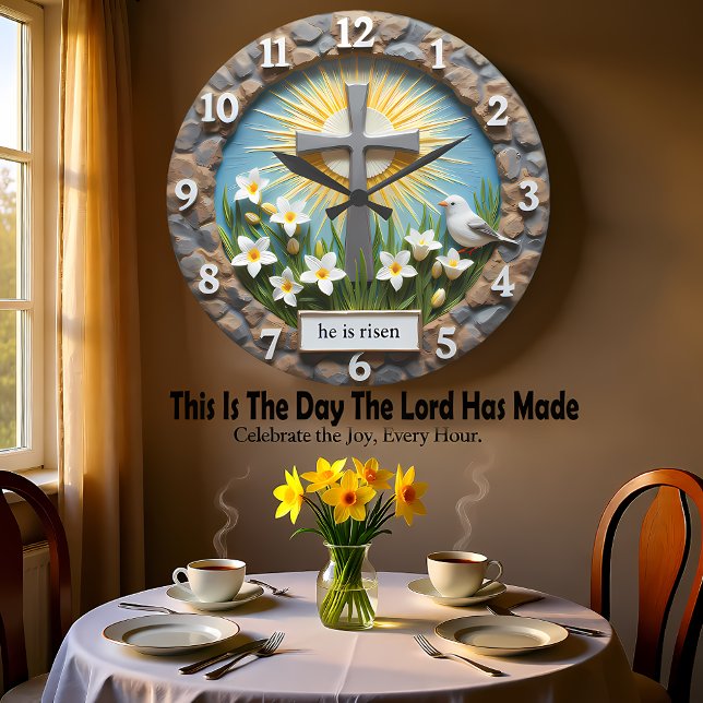 Jesus He Is Risen Garden Large Clock (Creator Uploaded)