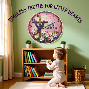 Jesus He Is Risen Pink Large Clock