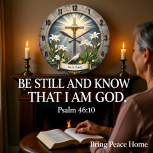 Jesus He Is Risen Stone Large Clock