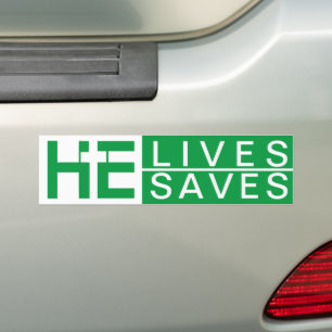 JESUS   HE LIVES HE SAVES   THE CROSS   CHRISTIAN BUMPER STICKER