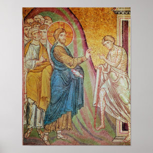 Jesus healing a leper poster