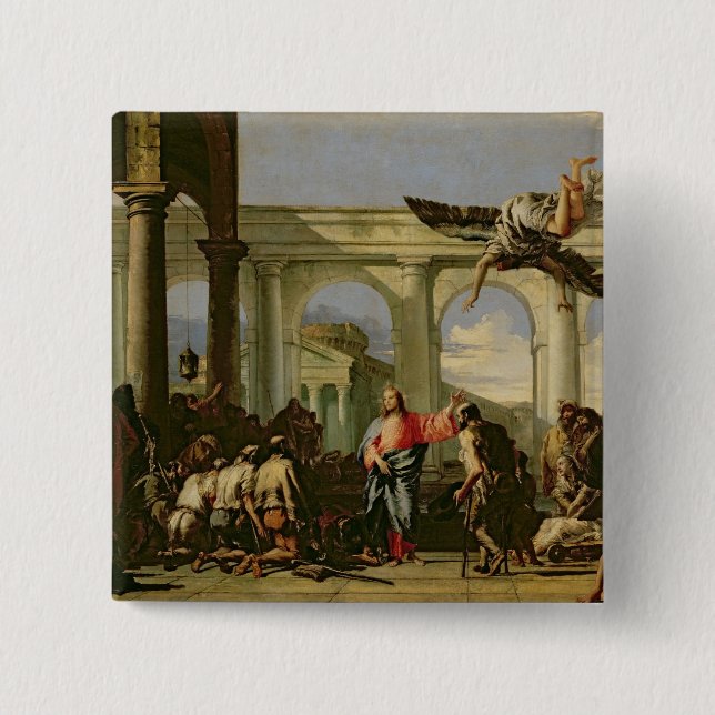 Jesus Healing the Paralytic at the Pool 15 Cm Square Badge (Front)