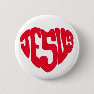 Jesus heart 6 cm round badge