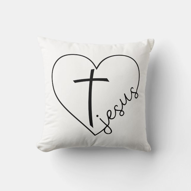 Jesus Heart and Cross  Cushion (Front)