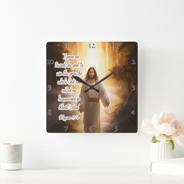 Jesus: Heavenly Call, Divine Prize Square Wall Clock (Home)
