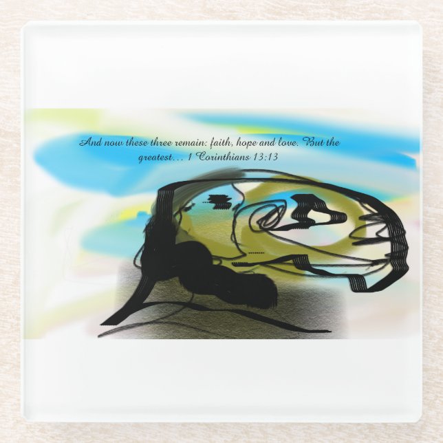 jesus here glass coaster (Front)