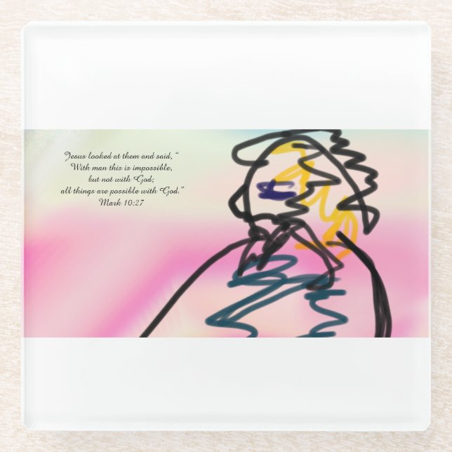 jesus here  glass coaster (Front)