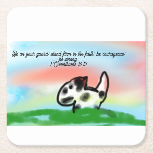 jesus here love square paper coaster
