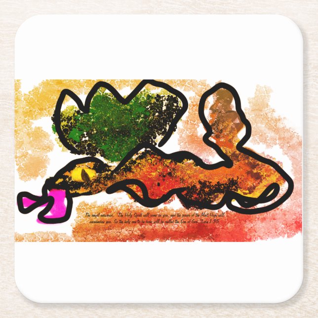 Jesus here  square paper coaster (Front)