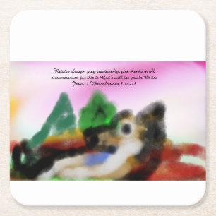 jesus here square paper coaster