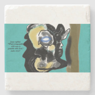 jesus here stone coaster