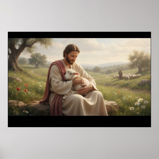 Jesus Holding a Lamb Wall Art | The Good Shepherd (Front)