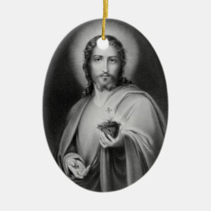 Jesus holding a sacred heart religious ornament