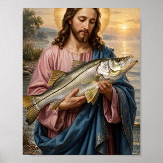 Jesus Holding a Snook — Christian Art Poster