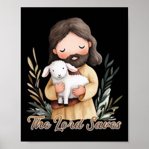 Jesus Holding A White Lamb  Poster