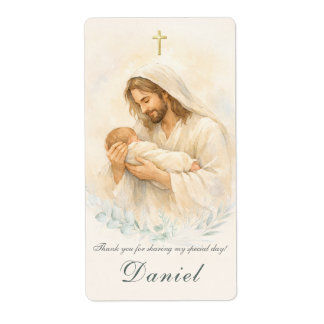 Jesus Holding Baby Baptism Return Address Label