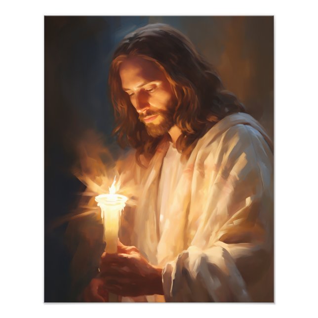 Jesus Holding Candle Photo (Front)
