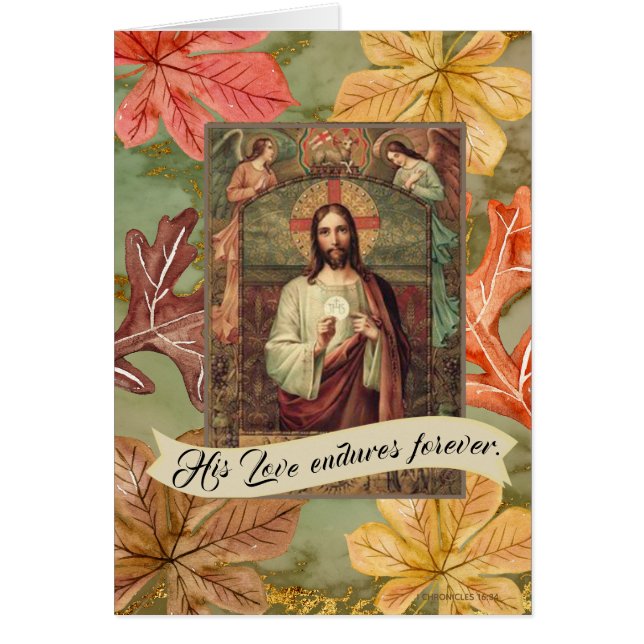 Jesus holding Eucharist Host with Angels Above (Front)